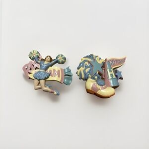 Vintage Burwood Set of 3 Cheerleader Wall Plaques Hangings Teen‎ Kids Home Decor